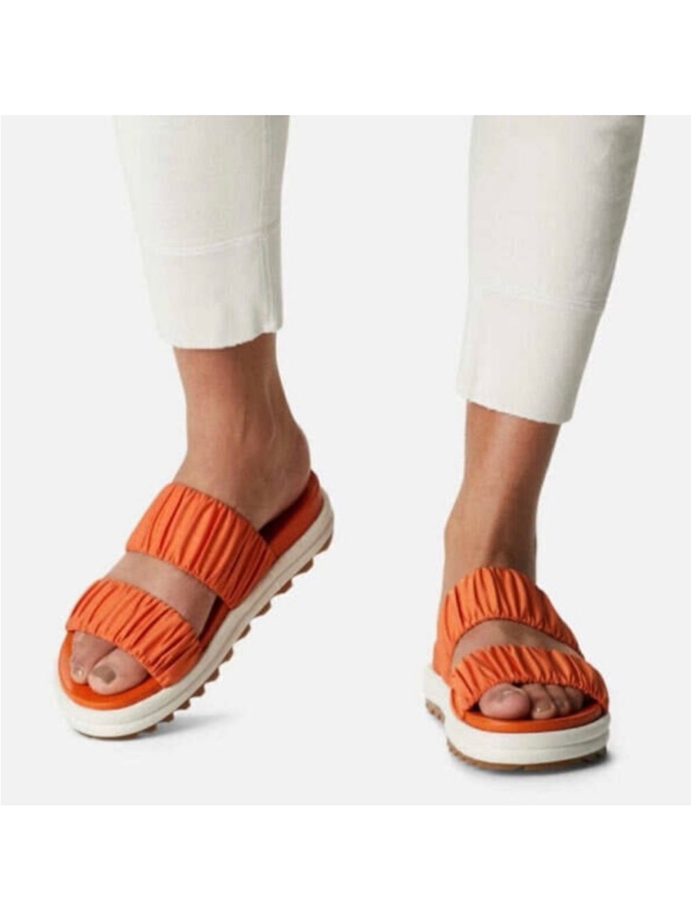 SOREL Roaming Slide Orange Ruffle Sandal Size 8.5